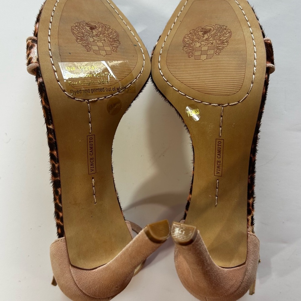 Vince Camuto NWOT Lauralie Real Cow Hair Fur Pump Sandals Leopard Size 7.5 - Picture 8 of 15